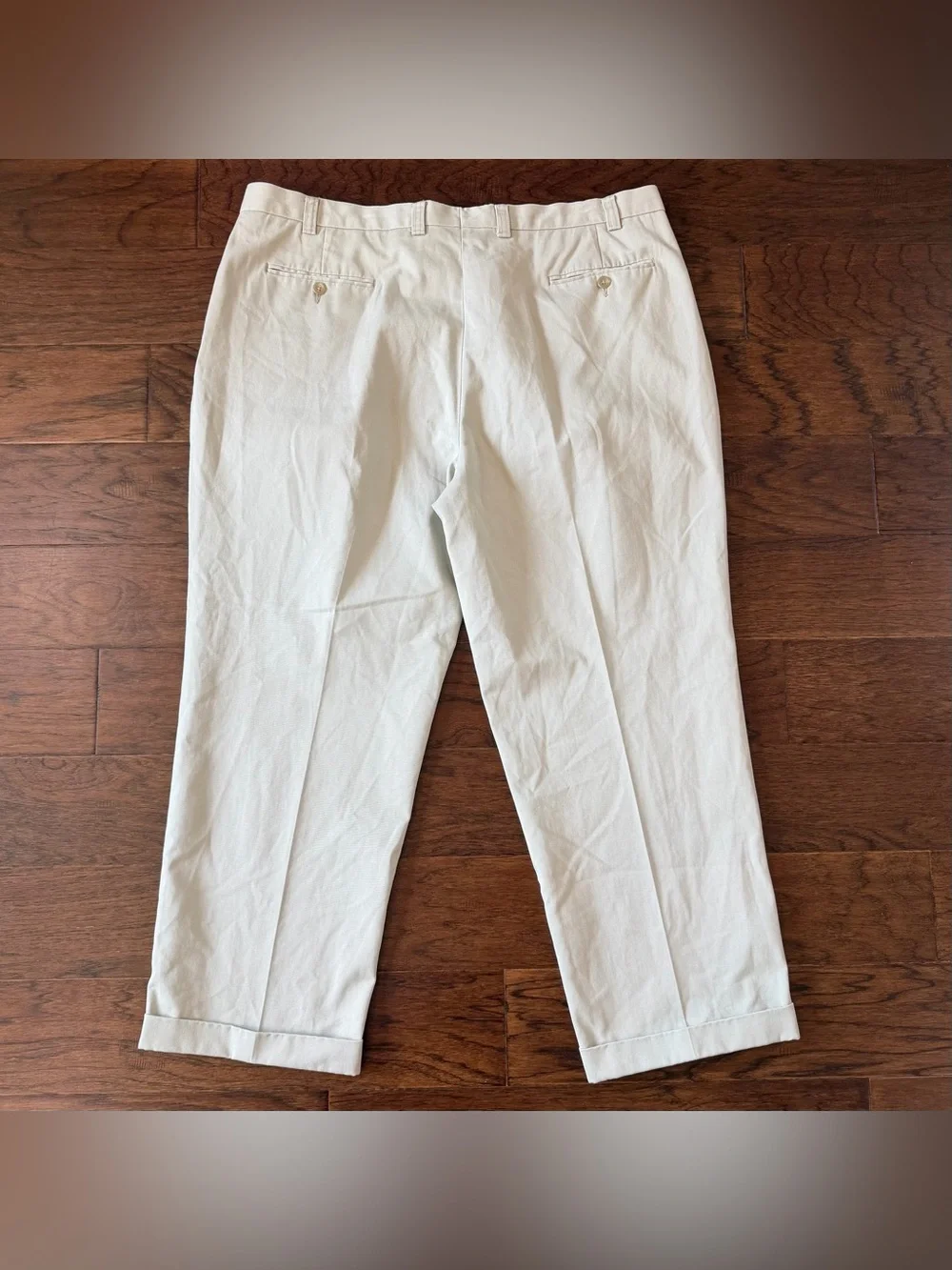 Lauren Ralph Lauren Men’s Pleated Khaki Pants Cuffed 42x29 Tan 100% Cotton